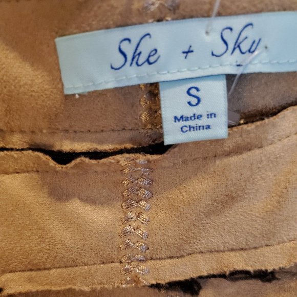 She +Sky Suede Tan Mini Skirt - Picture 2 of 5